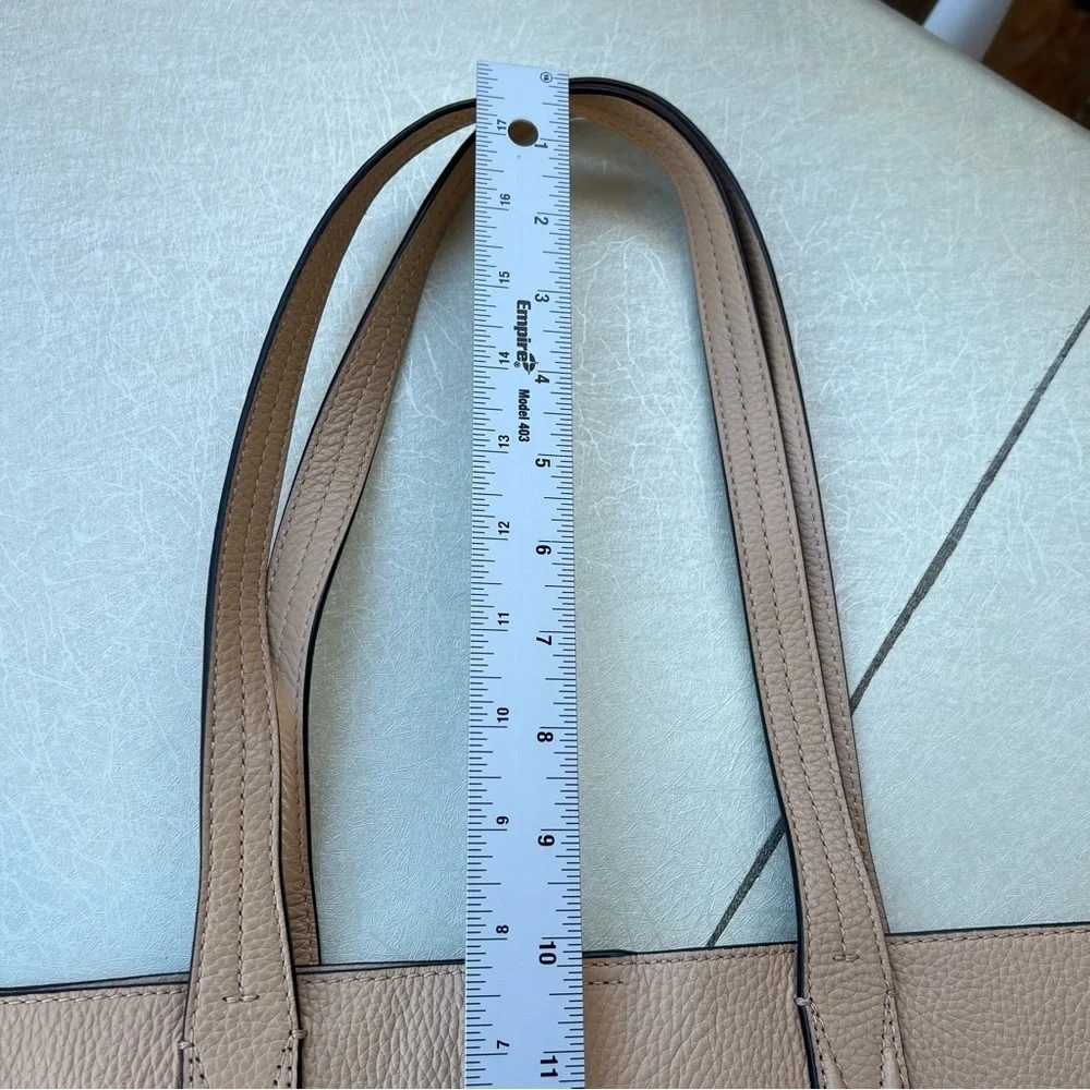 Michael Kors Junie Tote Large Pebbled Leather Bag Butternut Beige Neutral Purse